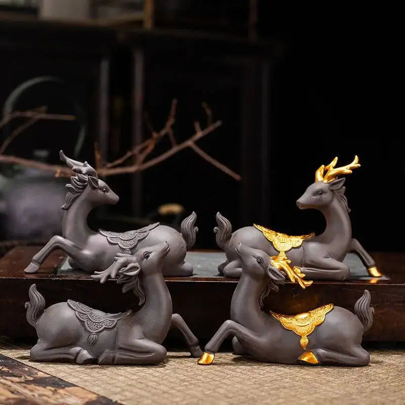 Purple Clay Deer Peace Creative Ornament Tea Pet Car Tea Accessories Tea Table Tea Desk Tea Tray Ornaments Ceremony Supplies Oasis Select