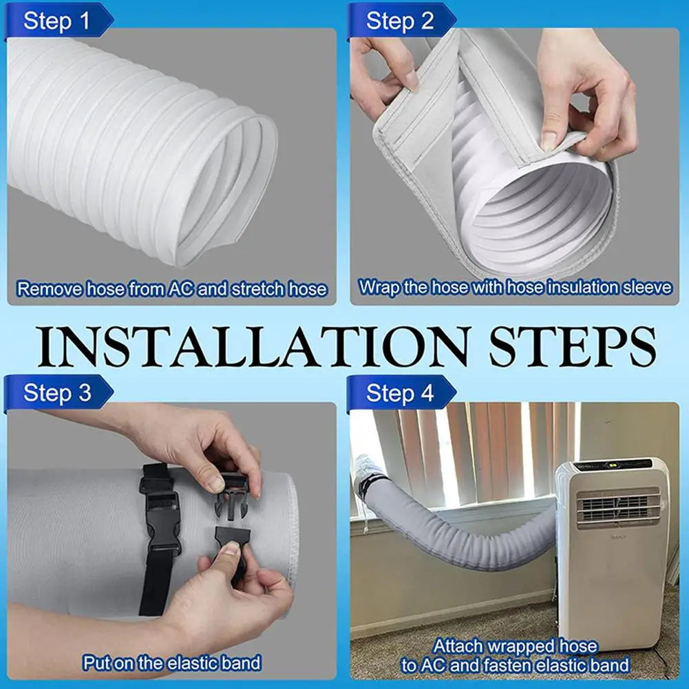 Air Conditioner Hose Cover Wrap With 3 Buckle Straps Portable AC Hose Insulation Sleeve for 5" & 5.9" Diameter Exhaust Hose Oasis Select