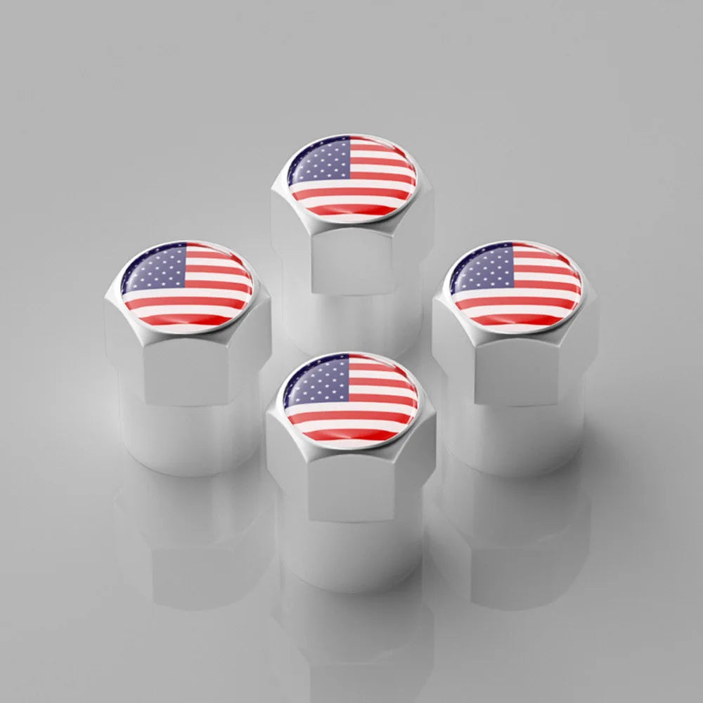 4Pcs National Flag Car Tire Valve Caps Aluminium Alloy Wheel Tires Tire Stem Air Cap Airtight Covers for Cars, Motorcycles Bike Oasis Select