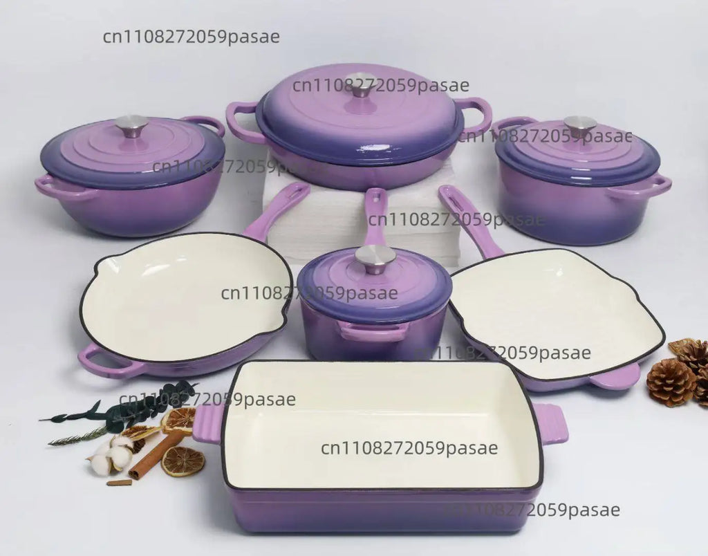 7-Piece Enameled Cast Iron Cookware Set – Skillet, Pot & Pan