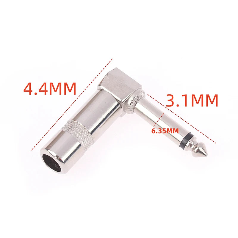 Metal 6.35mm Plug Right Angle Male Mono Plug L-Shape Audio Connector For Guitar Audio 1/4" 6.35 90 Degree Jack Solder Connector Oasis Select