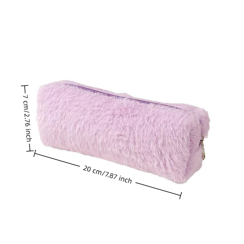 Plush Pencil Case & Makeup Bag – Large Capacity Fluffy Pouch