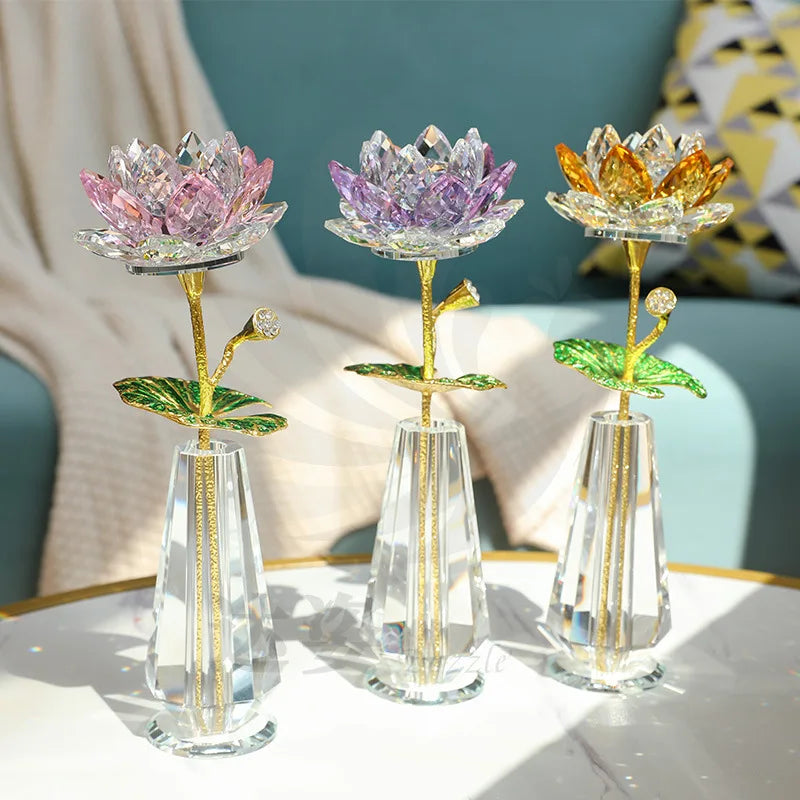 Crystal Lotus Creative New Lotus Living Room Coffee Table Opening New House Good Lianlian Simulation Flower Decoration Oasis Select