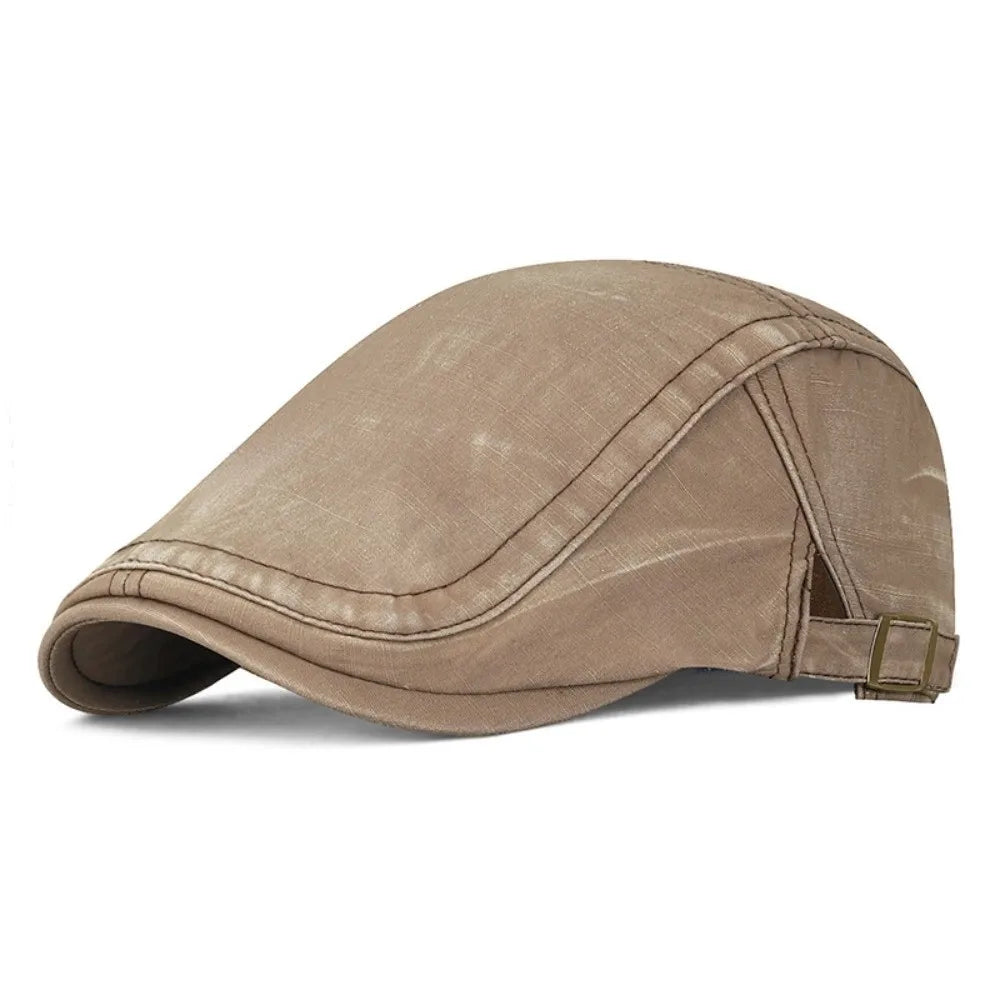 Driving Golf Retro Denim Beret Hat washed cotton Baker Peaked Newsboy Hat Adjustable Painter Hat Women Oasis Select Coffee