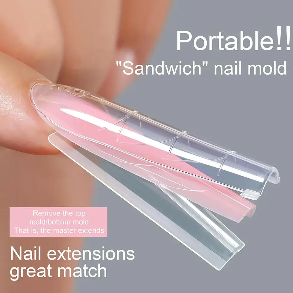 256Pcs/Box Sandwich Nail Dual Form Nail Tips Quickly Building Gel Form Nail System Full Cover Tips Nail Extension Form Kit Oasis Select
