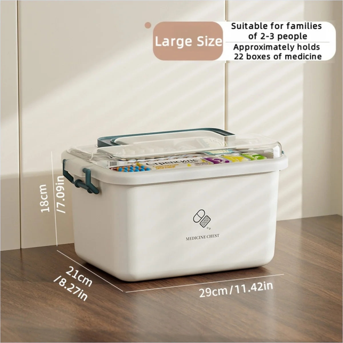 Large Portable Medicine Organizer Box Multifunctional First Aid Storage with Dividers for Pills/Drugs Household Medical Kit Oasis Select Large Blue