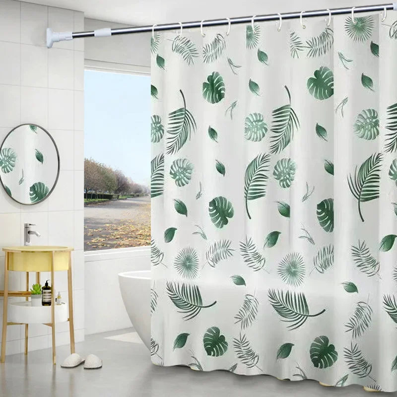 Eco Friendly PEVA Waterproof Bath Curtain Rustproof Grommets Leaf Design Modern Bathroom Decor Set Includes Hooks Oasis Select A 100x180cm