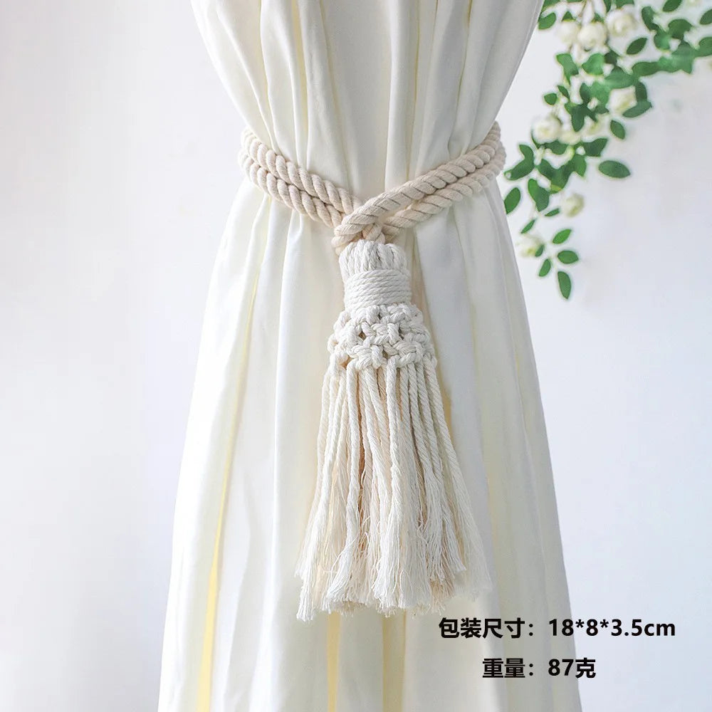 Nordic Style Hand-woven Curtain Tie Rope Decorative Pendant Light Luxury Curtain Tassel Strap Curtain Tie Buckle Home Decor Oasis Select M0810