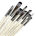Paint Brush Set，10pcs Artist Brushes for Painting with Round,Flat,Angle,Filbert ,Professional Art Quality on Canvas, Wood, Face Oasis Select 10pcs White Grey