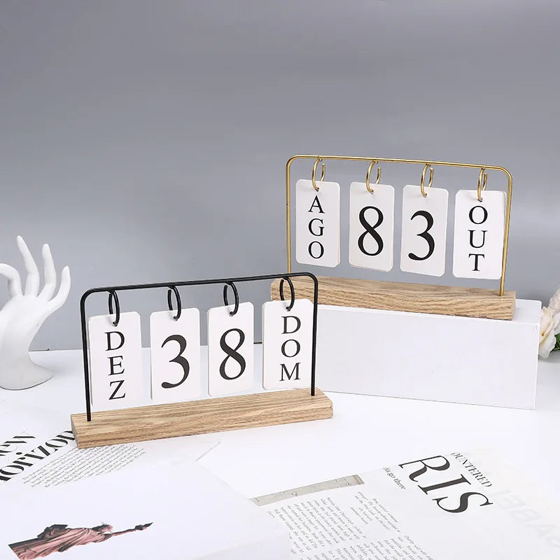 Creative Desk Decoration Mini Wooden DIY Calendar Tabletop Wooden Desk Calendar Crafts Holiday Decoration Oasis Select