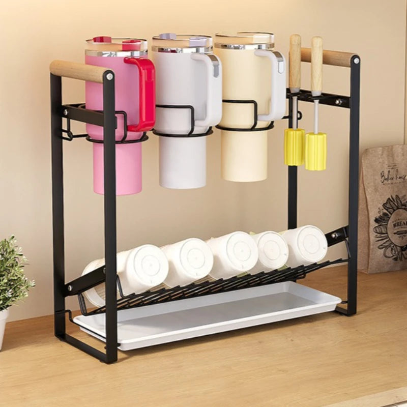 Bingba Cup Storage Rack Large Capacity Stanley Cup Rack Multifunctional Thermal Insulation Kettle Cold Water Cup Drain Rack Oasis Select