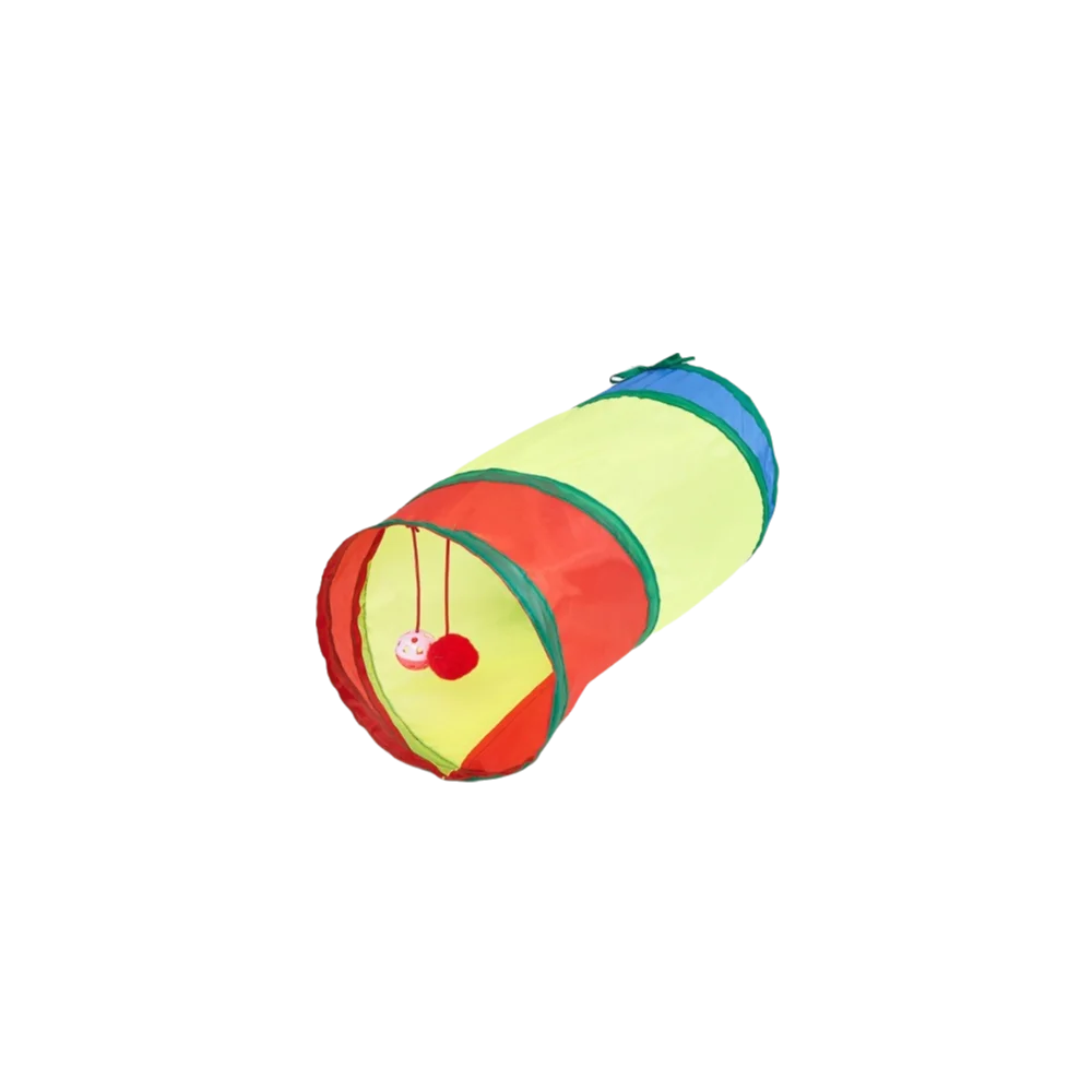Colorful Folding Cat Tunnel with Ball – Interactive Pet Play