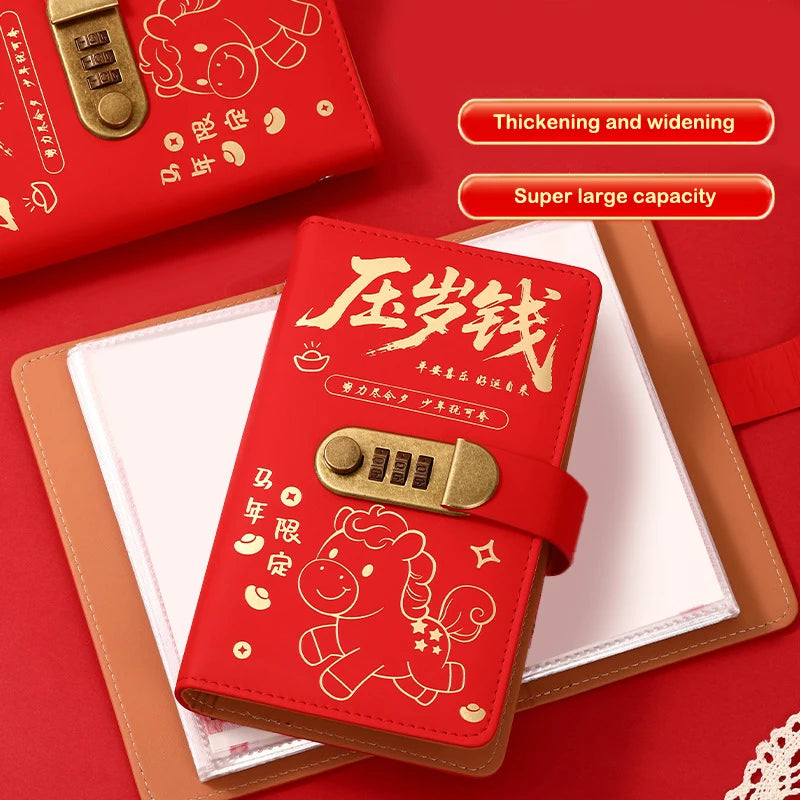 With Password Lock 100 Envelopes Money Saving Challenge Lucky Money PU Savings Binder Reusable Portable Money Collection Book Oasis Select