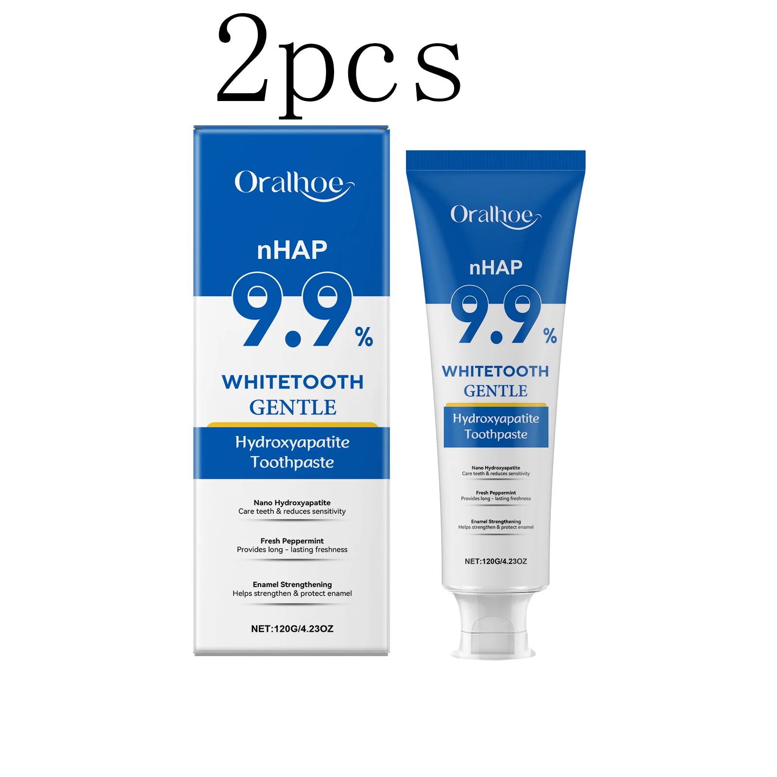 Hydroxyapatite Toothpaste Enamel Repair Teeth Stains Cleansing Bad Breath Removal Dental Birghtening Preventing Periodontitis Oasis Select 2pcs