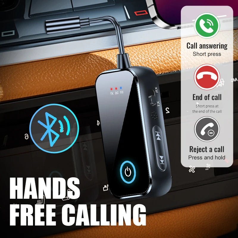 2 In 1 Bluetooth 5.4 Audio Receiver Transmitter Hifi Stereo Wireless Adapter 3.5MM AUX With Mic For Car Airplane TV PC Speaker Oasis Select