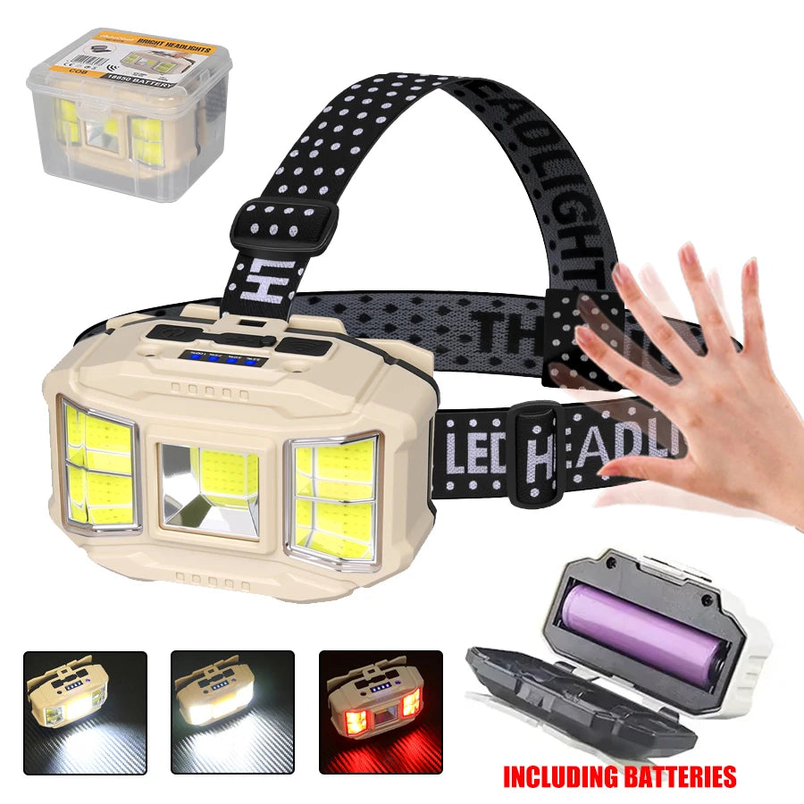 KDULIT LED Headlamp 4 Modes Sensor Type-C Rechargeable IPX4