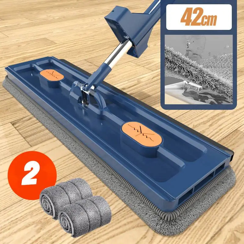 42cm Flat Mop No need to hand-wash floor squeeze mop Lazy Mop Absorbent Flat Mop Wet & Dry Absorbent Mop Cleaning Tools Oasis Select Blue with 2 mop