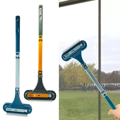2 in 1 Window Mesh Screen Brush Window Cleaner Magic Broom Wiper Telescopic Long Handle Window Mop Squeegee Wiper Cleaning Tool Oasis Select