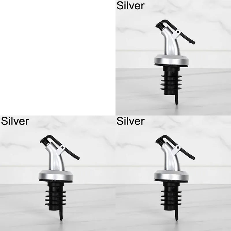 1/2/3/4pcs Oil Vinegar Bottle Stopper Leak-Proof Oil And Vinegar Dispenser Pour Spouts Multifunctional Suitable For Most Bottles Oasis Select 3pcs Silver