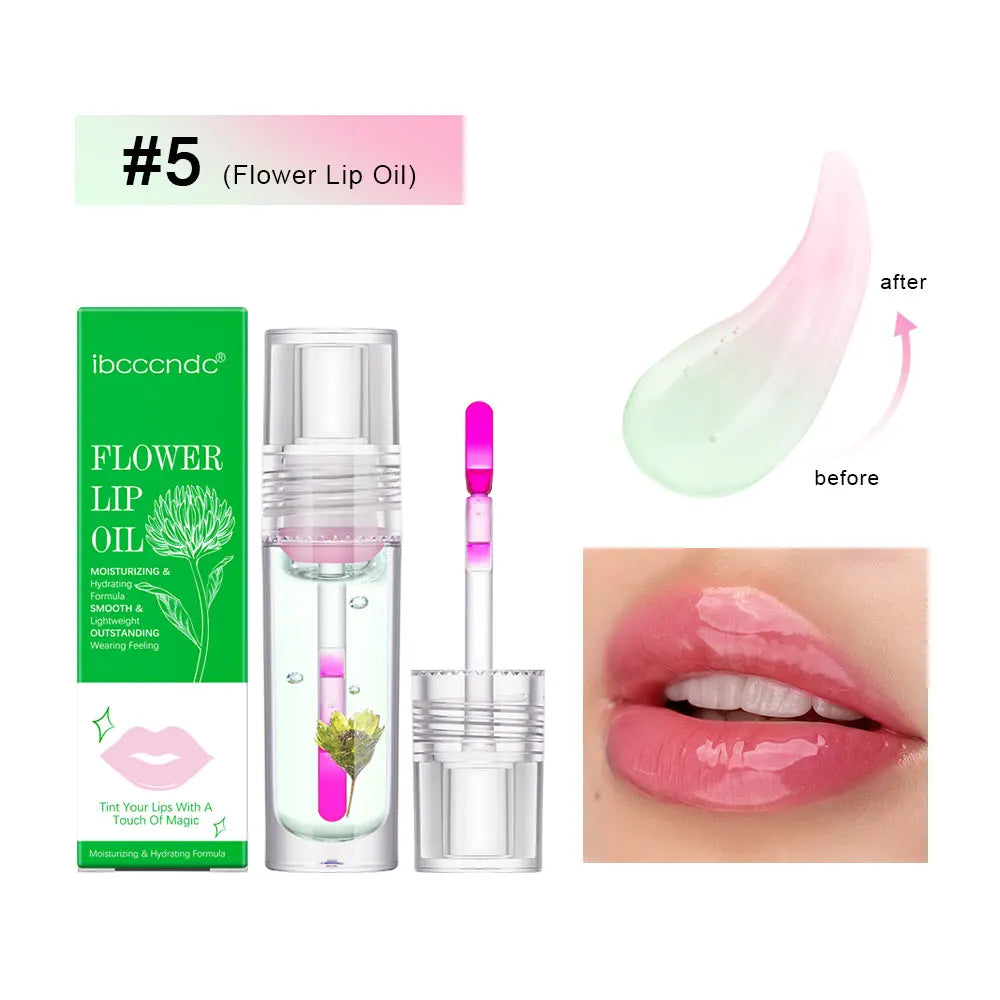 ibcccndc PH Color Changing Flower Lip Oil Gloss – Moisturizing