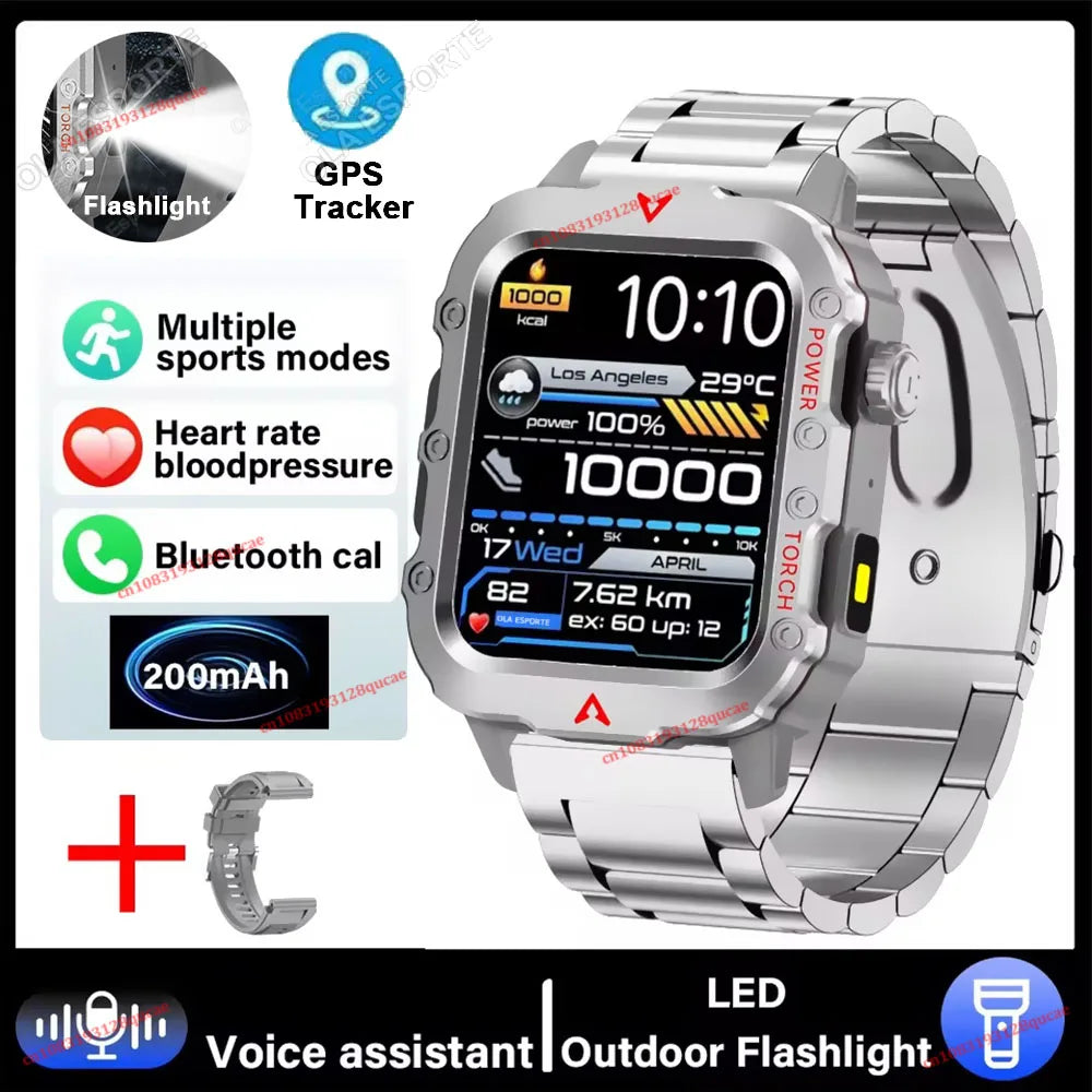 Men's GPS Smart Watch LED Flashlight Sport Tracker Waterproof
