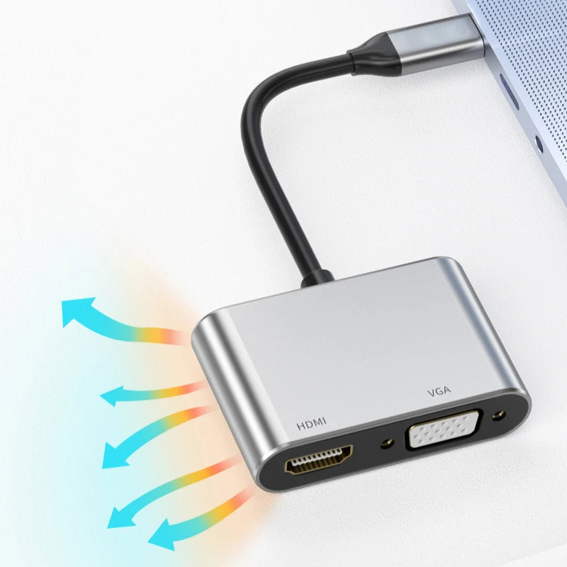 USB C To HDMI-Compatible VGA Type-C Digital AV Multiport Adapter Thunderbolt 3 Converter To 4K 1080P Fast Charging for MacBook Oasis Select
