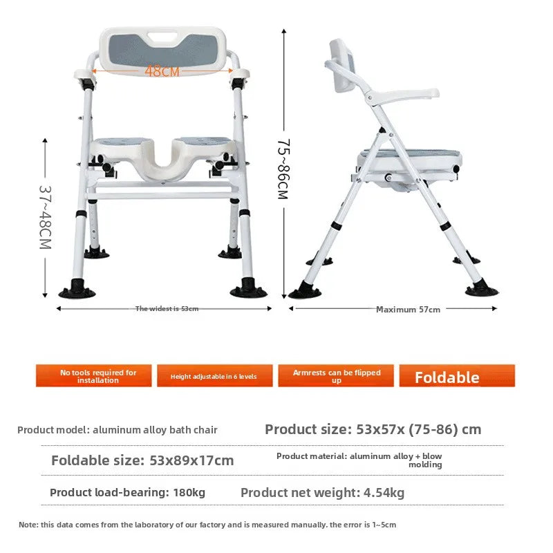 Solid Elderly bathroom bath chair Japanese armrest pregnant woman bath stool with armrest toilet non-slip disabled shower chair Oasis Select YC743BX-cold pad