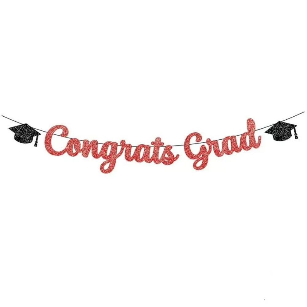 Gold Glitter Graduation Party Banner Garland – Reusable Decor