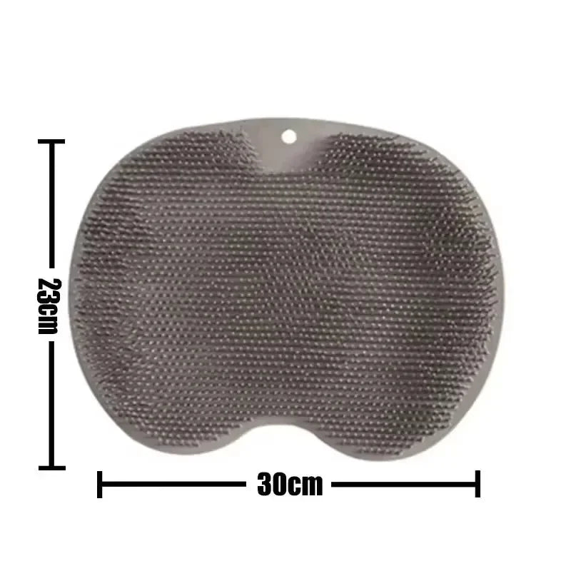 Body Shower Foot Scrubber Brush Wash The Body Cleanser Silicone Sponge Bath Massage Mat Back Brush Wall Mounted with Suction Cup Oasis Select grey pad