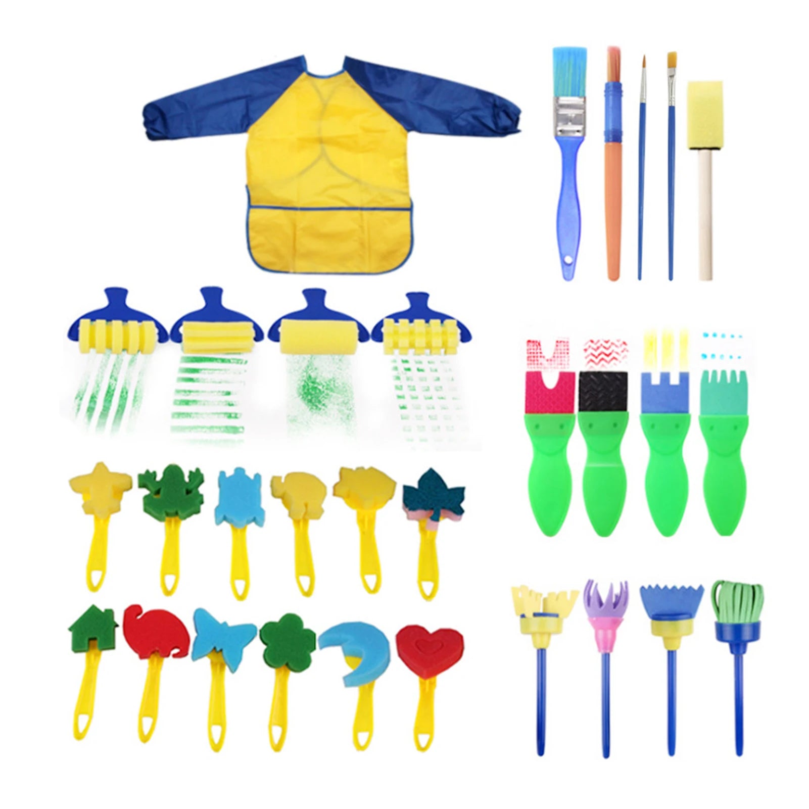25PCS/30 PCS Children Paintbrushes Washable Paint Brushes Sponge Painting Brush Set for Toddler Kids Early DIY Learning Toys Oasis Select