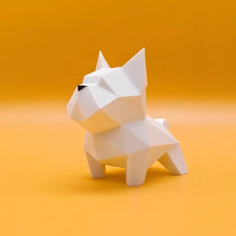 3D Printed Low Poly Dog Figurine Set Geometric Animal Statue Desk Decor Cute Gift for Dog Lovers Modern Geometric Dog Decor Oasis Select French Bulldog