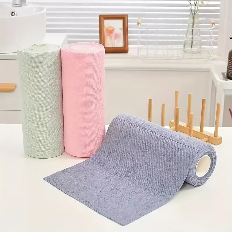 1 Roll/20pcs Reusable Microfiber Cleaning Wipes - High Absorbency, Durable & Machine Washable Kitchen Towels for Dishes Oasis Select