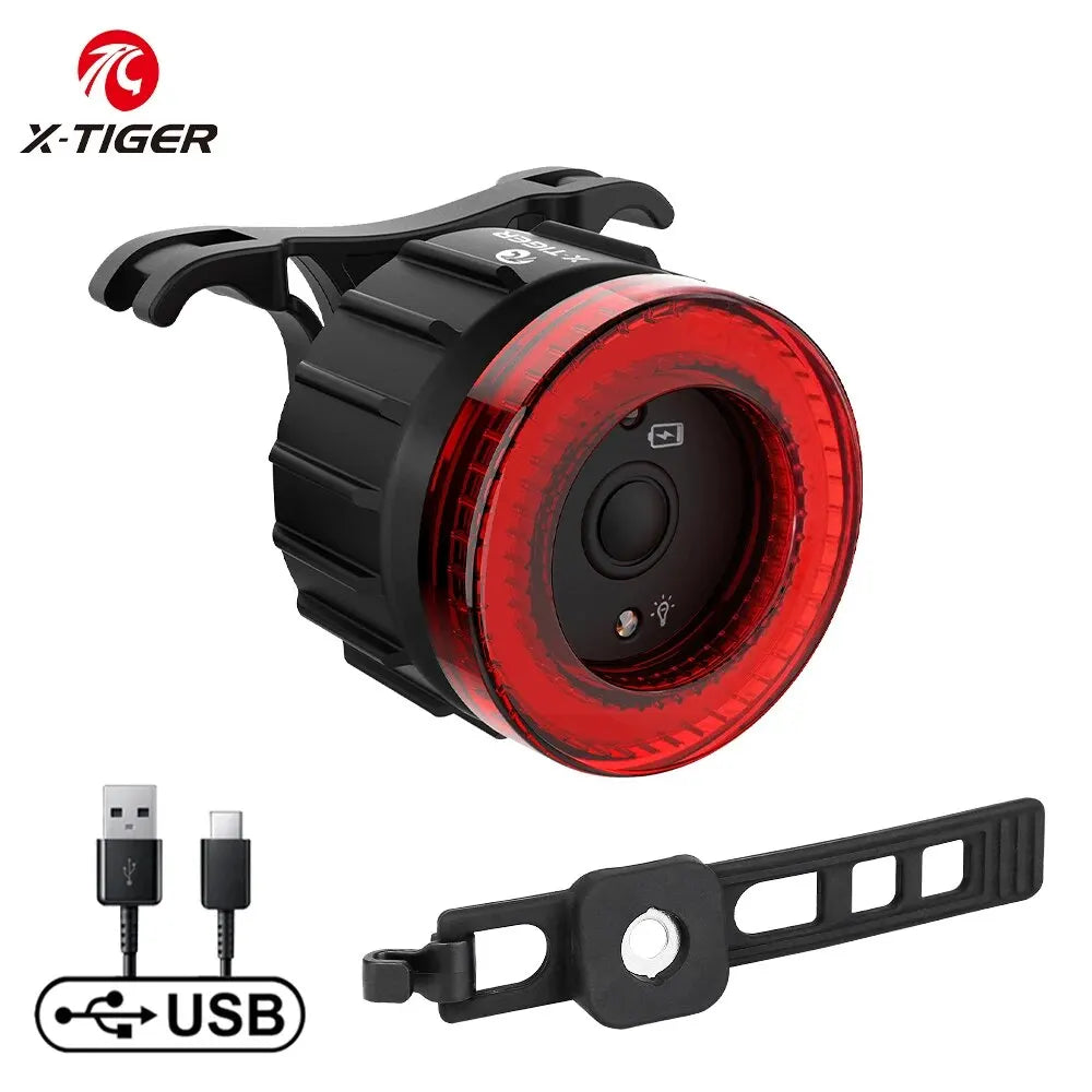 X-TIGER Smart Bicycle Tail Light Waterproof LED Sensor Brake Light Super Bright Cycling Safety Warning Light Oasis Select WD-1001