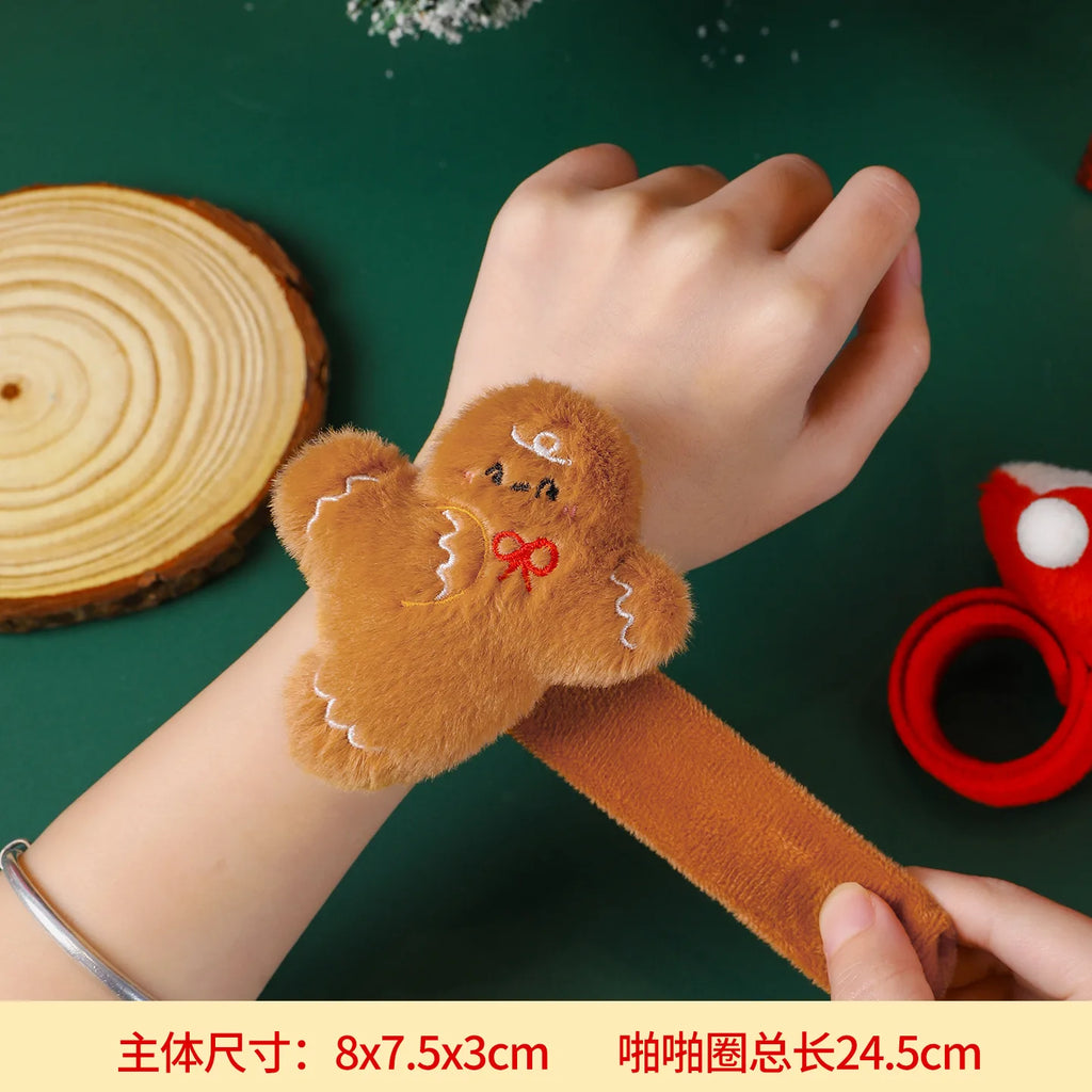 Christmas Decorations Plush Santa Claus Papa Ring Cartoon Cute Bracelet Toys Children's Gifts Oasis Select Gingerbread Man