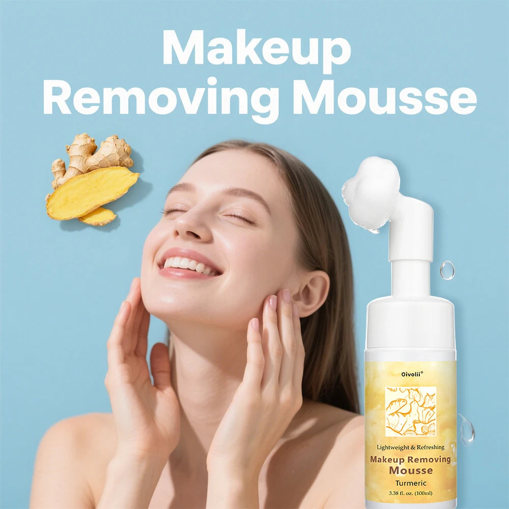 Turmeric Makeup Removing Mousse-Foaming Face Cleanser Gentle Daily Mousse With Turmeric – Helps Remove Impurities. Oasis Select