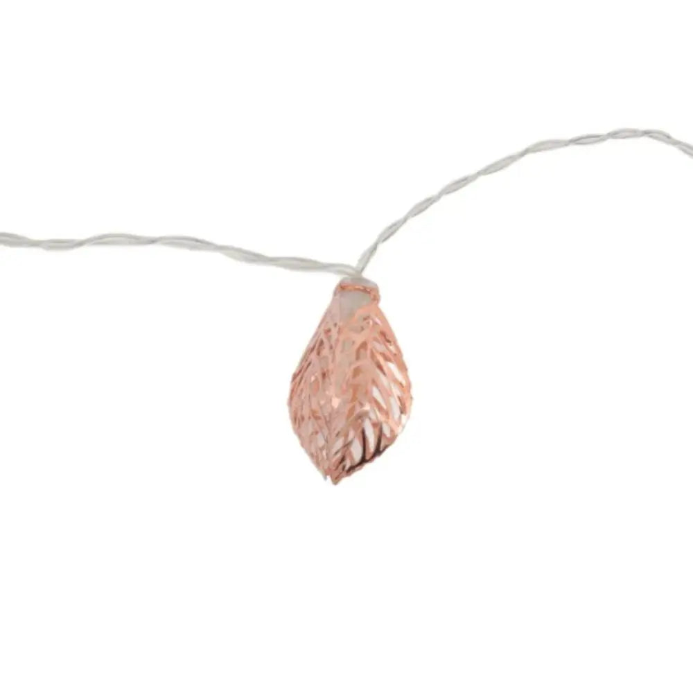 Rose Gold 3D Metal Leaf LED String Lights | Battery Operated