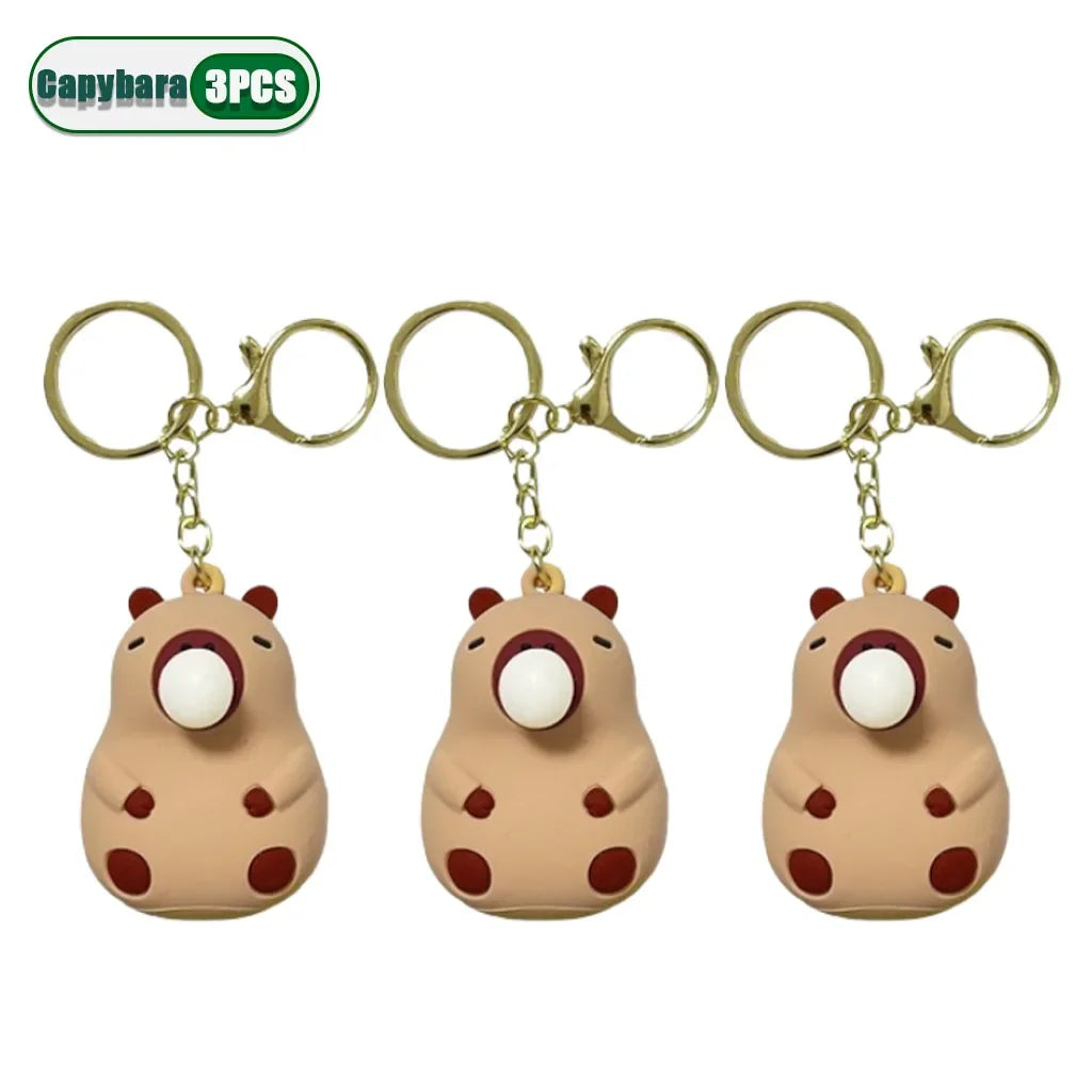Capybara Squeeze Bubble Keychain – Cute Bag & Car Charm Gift