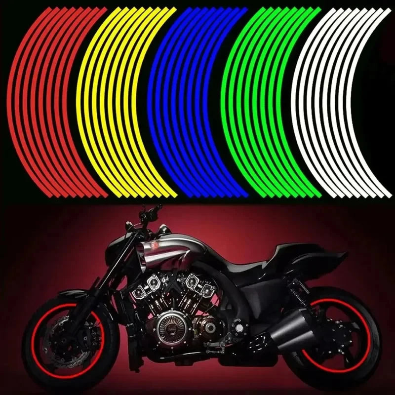 1/2/3set Motorcycle Wheel Tire Stickers Strips Reflective Rim Tape Strip Motorcycle Car Wheel Tire Sticker Motorbike Auto Decals Oasis Select