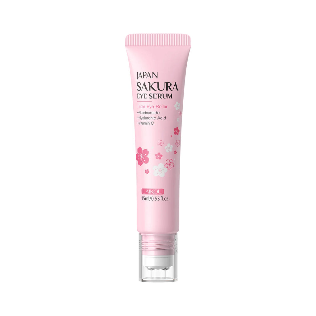 LAIKOU Sakura Anti- Wrinkle Eye Cream With Roller Ball Quick Drying Hydrating Hyaluronic Acid Refreshing Eye Serum 15ml Oasis Select Pink 15ml