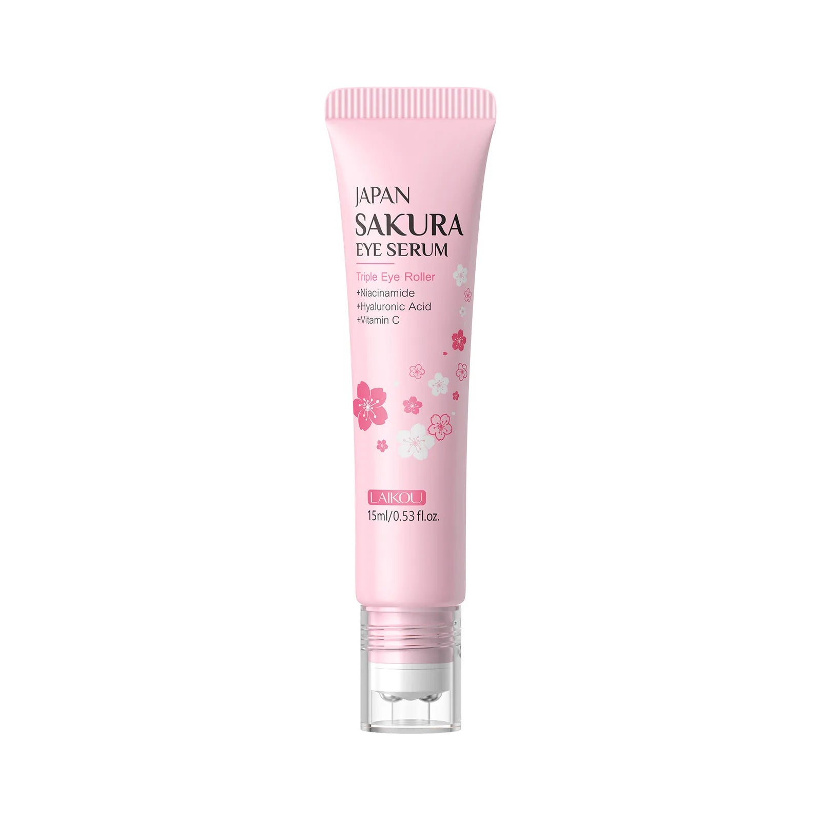 LAIKOU Sakura Anti- Wrinkle Eye Cream With Roller Ball Quick Drying Hydrating Hyaluronic Acid Refreshing Eye Serum 15ml Oasis Select Pink 15ml