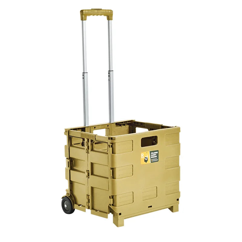 Multi-functional Plastic trolley trunk outdoor trolley storage box camping trolley foldable shopping basket Oasis Select khaki