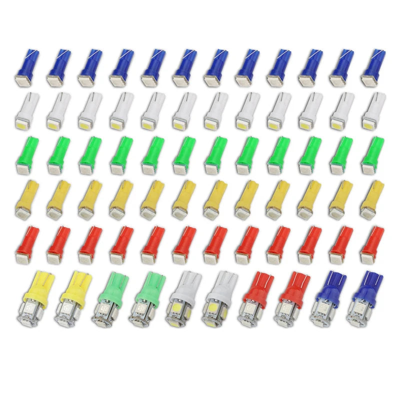 70PCS T5 T10 5050-SMD LED Speedometer Instrument Gauge Cluster Dash Light Bulbs Oasis Select