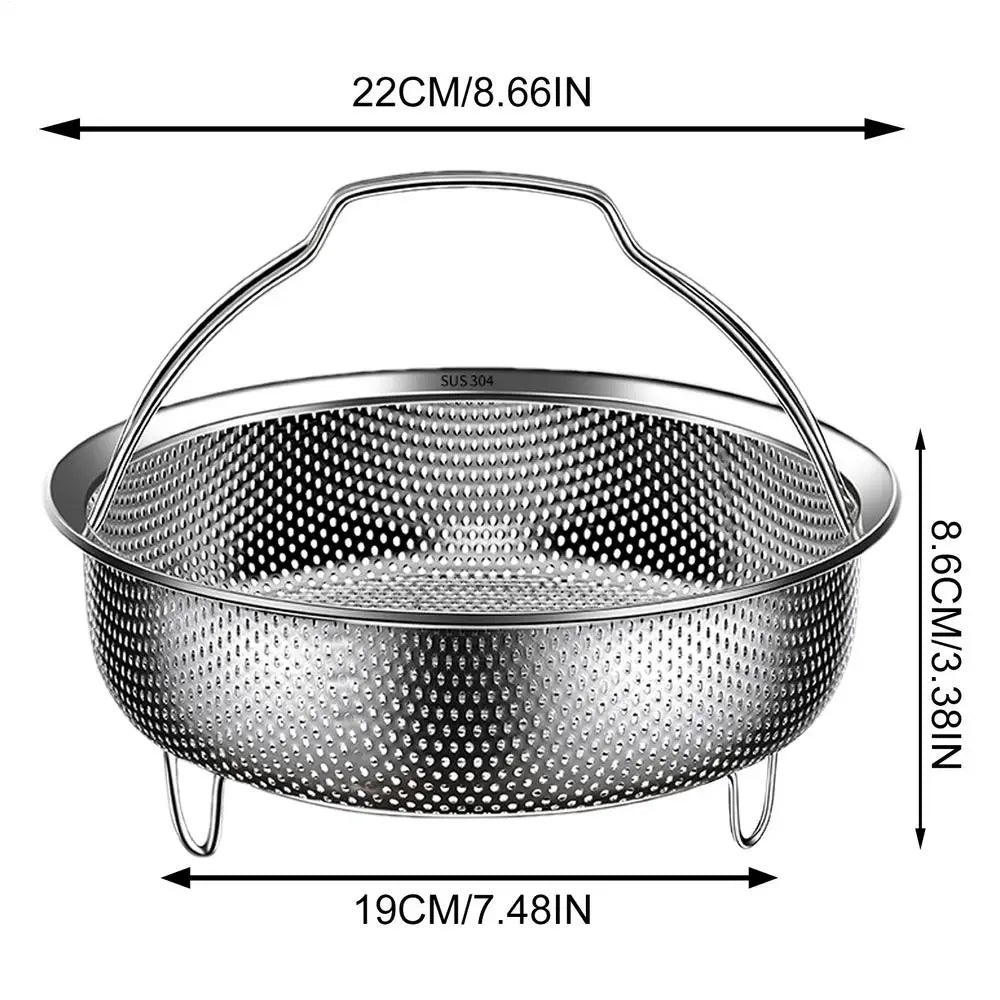 Heat Resistant Multifunctional Metal Colander with Handle Steamer Basket Bun Vegetable Steaming Basket for Vegetables Eggs Meat Oasis Select 22cm