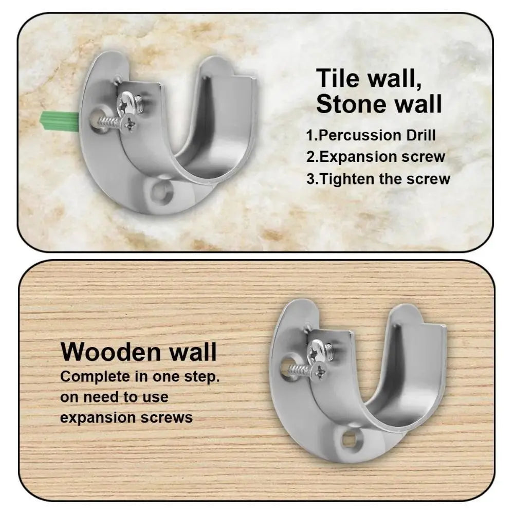 Stainless Steel Closet Rod Brackets Flange Seat Set of 2