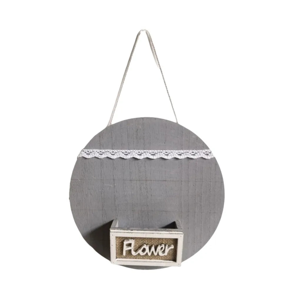 Wood Wall Decoration Flower Basket Round Wall Mounted Wall Hanging Planter Decorative Wall Hanging Flower Pots Indoor Decoration Oasis Select Grey