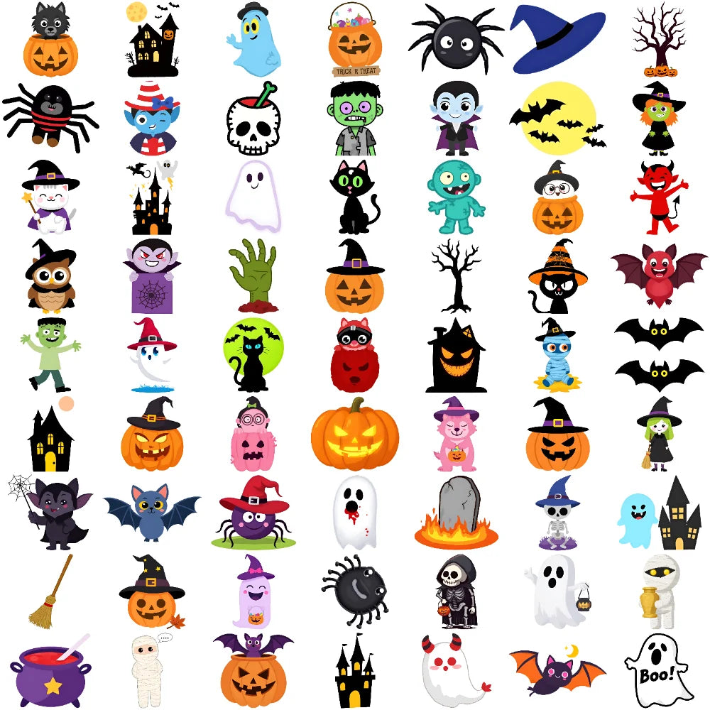 63-Piece Spooky Temporary Tattoo Stickers – Waterproof Halloween