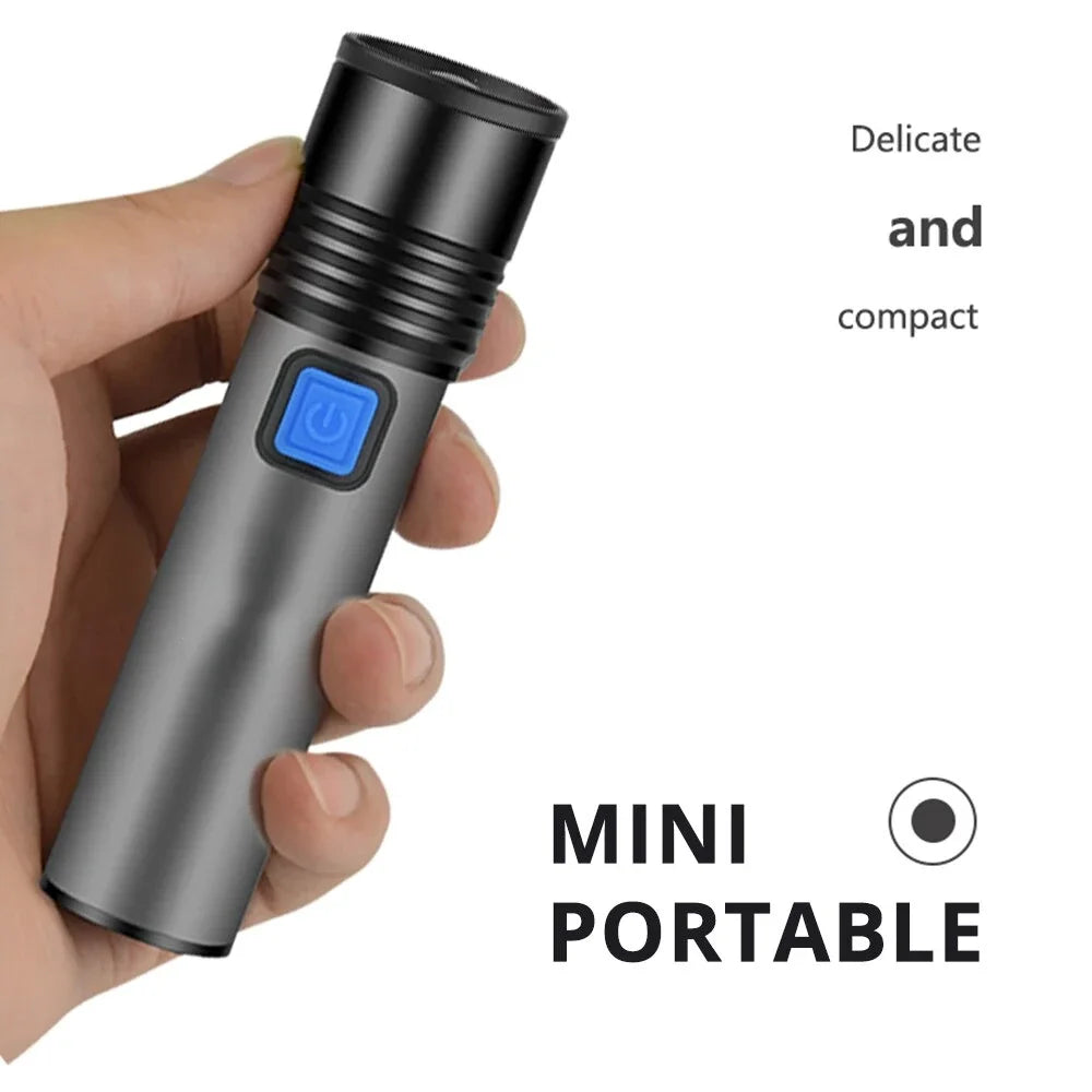 USB Rechargeable LED Flashlight With LED Built in 1200mAh Lithium Battery Waterproof Camping Light Zoomable Torch Oasis Select