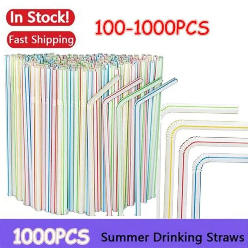 Multicolor Fluorescent Straws Bendable Drinking Straws Beverage Kunststof Straws Wedding Decor Kitchen Beverage Party Supplies Oasis Select