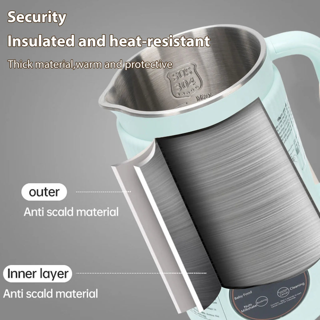 Soy Milk Maker 8-in-1 Programmable Blender with Digital Display 12 Stainless Steel Blades Auto Cleaning 8H Keep Warm Function Oasis Select