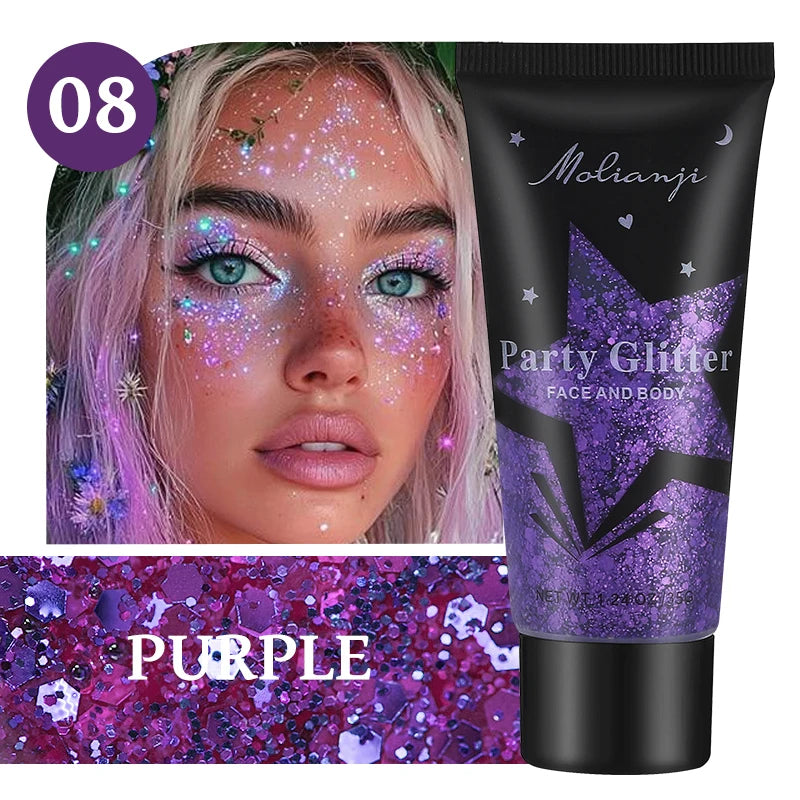 Multicolor Body Glitter – Waterproof & Sweat-Resistant Makeup Body & Face Glitter Oasis Select 08 PURPLE